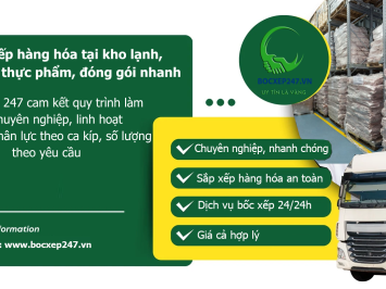 Bốc xếp hàng hóa tại kho lạnh, sắp xếp thực phẩm, đóng gói nhanh